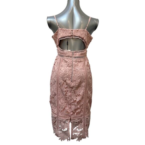 NWT Bardot Botanica Lace Cutout Midi Dress Women's Size Medium Light Pink - Picture 2 of 4